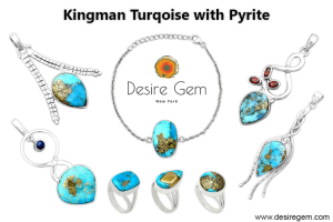 Kingman Turquoise with Pyrite 925 Sterling Silver Jewelry - Natural or Composite Product