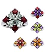 Natural Multi Stone 925 Sterling Silver Ring Size 6-9 Jewelry DGR1137 R-1021, 4x6 mm