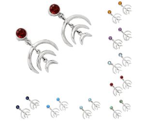 Natural Gemstones Round Shape 925 Sterling Silver Earrings E-1249 AGE1004, 6x6 mm