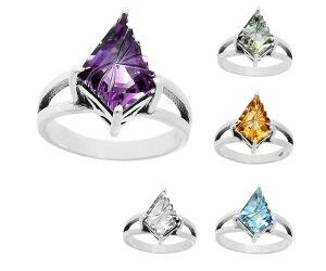 Natural Gemstones Fancy Shape 925 Sterling Silver Ring s.6-10 R-1019 AGR1008, 10x14 mm