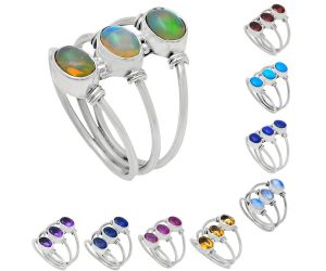 Natural Gemstones Oval Shape 925 Sterling Silver Ring s.6-10 R-1566 AGR1011, 7x5 mm