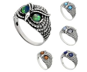 Natural Gemstones Round Shape 925 Sterling Silver Ring s.6-10 R-1022 AGR1021, 4x4 mm