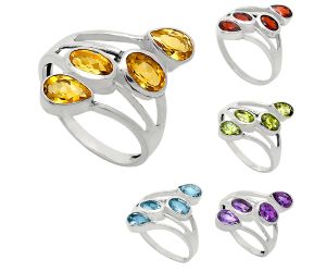 Natural Gemstones Oval Shape 925 Sterling Silver Ring s.6-10 R-1053 AGR1024, 6x4 mm