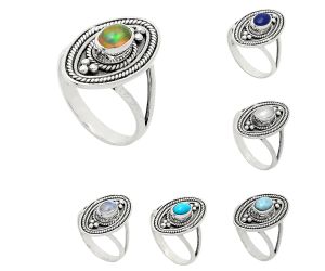 Natural Gemstones Oval Shape 925 Sterling Silver Ring s.6-10 R-1258 AGR1026, 6x4 mm