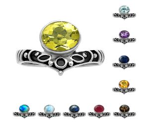 Natural Multi Stone Ring Size 5-9 DGR1121 R-1046, 6x8 mm