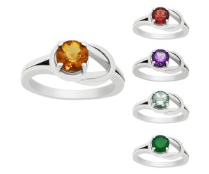 Natural Gemstones Round Shape 925 Silver Ring Size 6-9 Jewelry DGR1141 R-1215, 6x6 mm