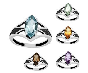 Natural Gemstones Marquoise Shape 925 Silver Ring S. 6-9 Jewelry DGR1142 R-1727, 6x12 mm