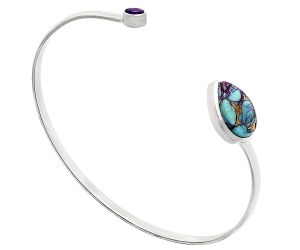 Kingman Purple Dahlia Turquoise and Amethyst Cuff Bangle Bracelet EXB01004 B-1004, 11x15 mm