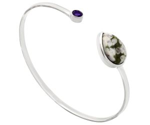 Peace Jade and Amethyst Cuff Bangle Bracelet EXB01008 B-1004, 12x18 mm