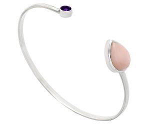 Pink Opal and Amethyst Cuff Bangle Bracelet EXB01011 B-1004, 11x15 mm