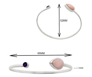 Pink Opal and Amethyst Cuff Bangle Bracelet EXB01011 B-1004, 11x15 mm