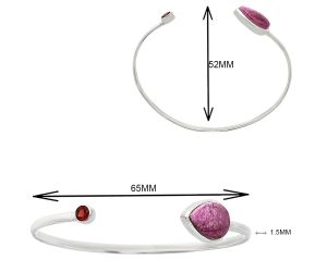 Pink Cobalt and Garnet Cuff Bangle Bracelet EXB01016 B-1004, 11x16 mm