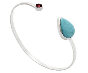 Natural Rare Turquoise Nevada Aztec Mt and Garnet Cuff Bangle Bracelet EXB01018 B-1004, 12x16 mm