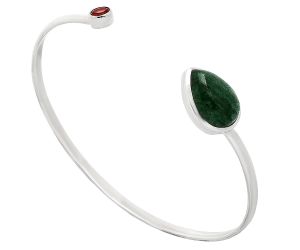 Green Aventurine and Garnet Cuff Bangle Bracelet EXB01019 B-1004, 11x15 mm