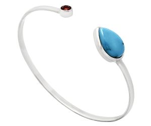 Sleeping Beauty Turquoise and Garnet Cuff Bangle Bracelet EXB01022 B-1004, 10x15 mm