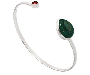 Blood Stone and Garnet Cuff Bangle Bracelet EXB01026 B-1004, 12x16 mm