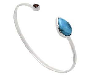 Natural Turquoise Morenci Mine and Garnet Cuff Bangle Bracelet EXB01034 B-1004, 10x15 mm