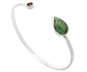 Utah Variscite and Garnet Cuff Bangle Bracelet EXB01035 B-1004, 10x16 mm