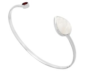 Mother Of Pearl and Garnet Cuff Bangle Bracelet EXB01042 B-1004, 12x16 mm