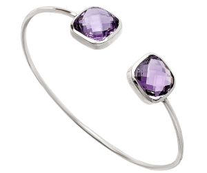 Amethyst Checker Briolette Cuff Bangle Bracelet EXB01045 B-1004, 12x12 mm