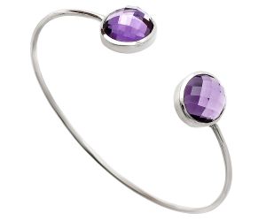 Amethyst Checker Cuff Bangle Bracelet EXB01047 B-1004, 13x14 mm