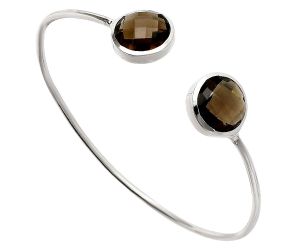 Smoky Quartz Checker Briolette Cuff Bangle Bracelet EXB01056 B-1004, 14x14 mm