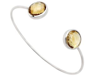 Citrine Checker Briolette Cuff Bangle Bracelet EXB01074 B-1004, 14x14 mm