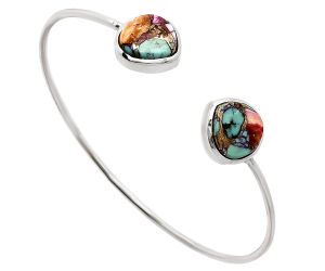 Kingman Orange Dahlia Turquoise Cuff Bangle Bracelet EXB01078 B-1004, 12x12 mm