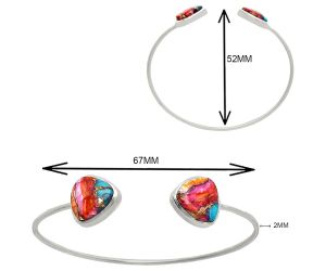 Kingman Orange Dahlia Turquoise Cuff Bangle Bracelet EXB01081 B-1004, 14x14 mm