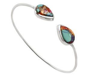 Kingman Orange Dahlia Turquoise Cuff Bangle Bracelet EXB01085 B-1004, 10x15 mm