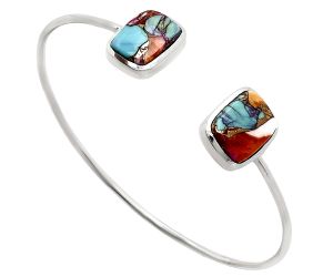 Kingman Orange Dahlia Turquoise Cuff Bangle Bracelet EXB01087 B-1004, 10x14 mm