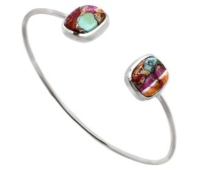 Kingman Orange Dahlia Turquoise Cuff Bangle Bracelet EXB01088 B-1004, 12x14 mm