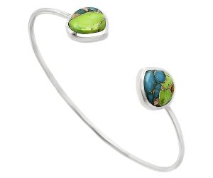 Blue Turquoise In Green Mohave Cuff Bangle Bracelet EXB01090 B-1004, 12x12 mm