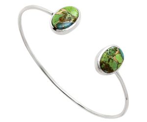 Blue Turquoise In Green Mohave Cuff Bangle Bracelet EXB01092 B-1004, 10x14 mm