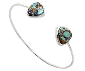 Kingman Purple Dahlia Turquoise Cuff Bangle Bracelet EXB01093 B-1004, 14x14 mm