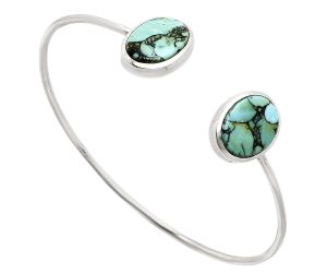 Lucky Charm Tibetan Turquoise Cuff Bangle Bracelet EXB01094 B-1004, 11x15 mm