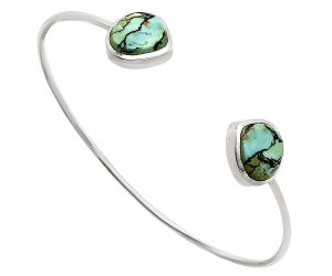 Lucky Charm Tibetan Turquoise Cuff Bangle Bracelet EXB01095 B-1004, 12x12 mm