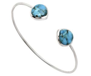 Kingman Turquoise With Pyrite Cuff Bangle Bracelet EXB01102 B-1004, 12x12 mm