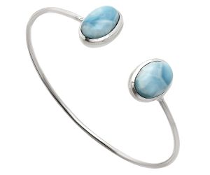 Larimar (Dominican Republic) Cuff Bangle Bracelet EXB01113 B-1004, 10x14 mm