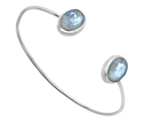 Rainbow Moonstone Cuff Bangle Bracelet EXB01116 B-1004, 10x14 mm