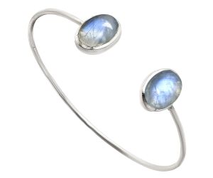 Rainbow Moonstone Cuff Bangle Bracelet EXB01117 B-1004, 10x14 mm