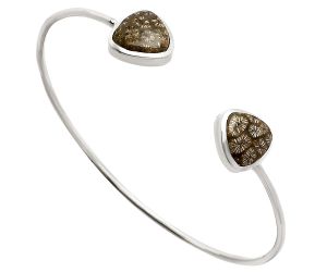 Flower Fossil Coral Cuff Bangle Bracelet EXB01130 B-1004, 11x11 mm