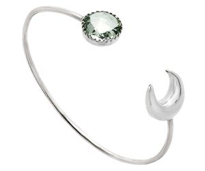 Crescent Moon - Prasiolite (Green Amethyst) Checker Briolette Cuff Bangle Bracelet EXB01141 B-1046, 13x13 mm