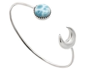 Crescent Moon - Larimar (Dominican Republic) Cuff Bangle Bracelet EXB01147 B-1046, 13x13 mm