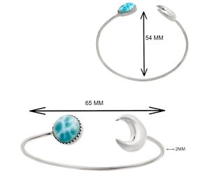 Crescent Moon - Larimar (Dominican Republic) Cuff Bangle Bracelet EXB01147 B-1046, 13x13 mm