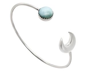 Crescent Moon - Larimar (Dominican Republic) Cuff Bangle Bracelet EXB01148 B-1046, 12x12 mm