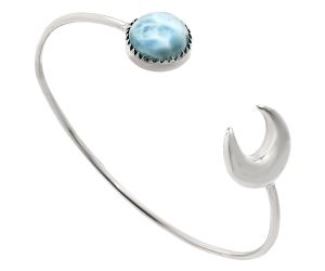 Crescent Moon - Larimar (Dominican Republic) Cuff Bangle Bracelet EXB01149 B-1046, 14x14 mm