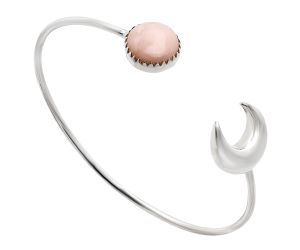 Crescent Moon - Pink Opal Cuff Bangle Bracelet EXB01160 B-1046, 13x13 mm