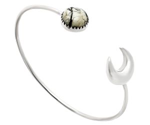 Crescent Moon - Authentic White Buffalo Turquoise Nevada Cuff Bangle Bracelet EXB01162 B-1046, 12x12 mm