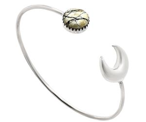 Crescent Moon - Authentic White Buffalo Turquoise Nevada Cuff Bangle Bracelet EXB01163 B-1046, 12x12 mm